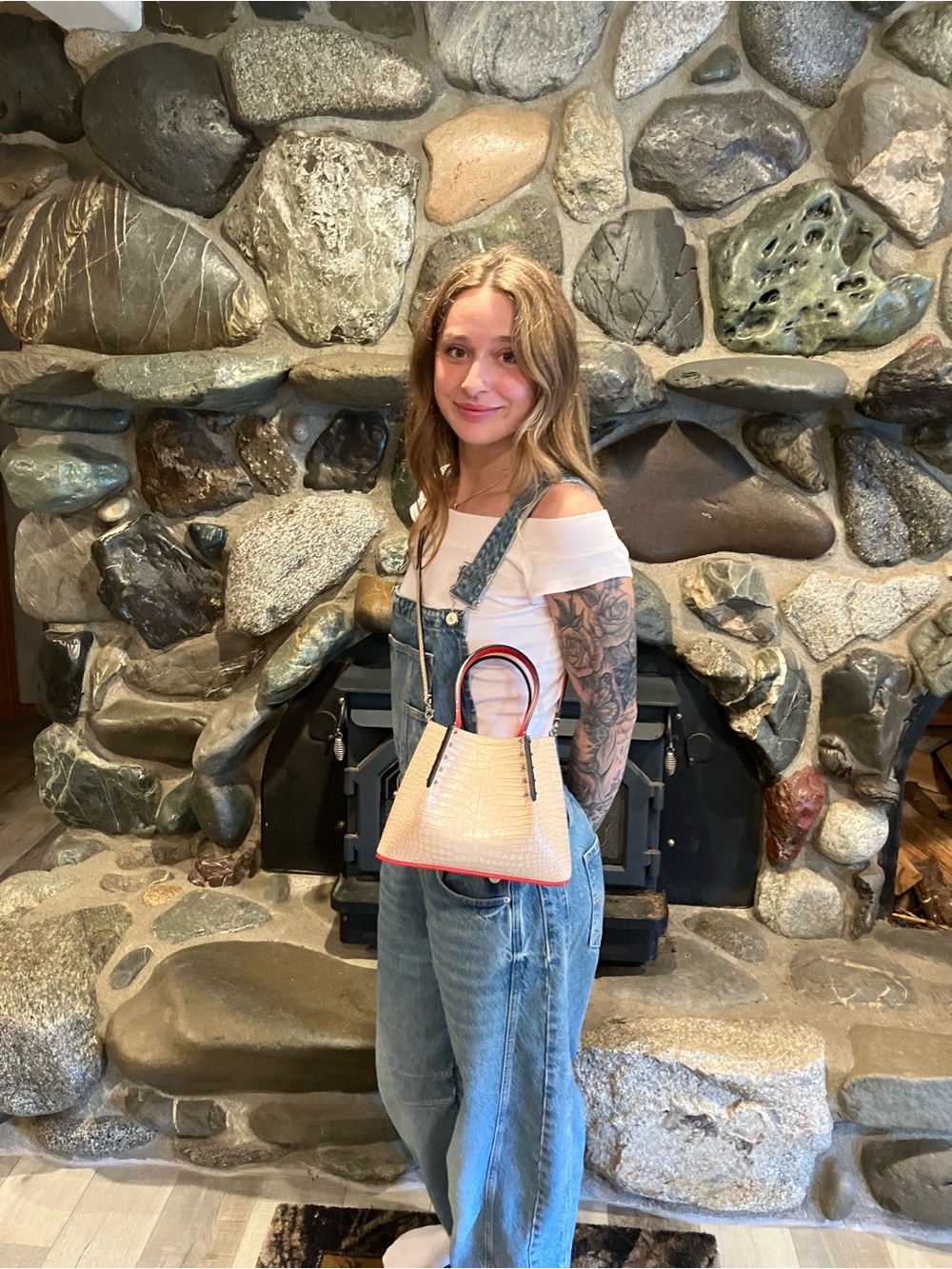 Christian Louboutin Beige Croc-Embossed mini tote LIKE NEW ! - Picture 9 of 11